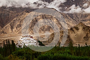 Thiksey Gompa Thiksey Monastery under shadow from rain storm