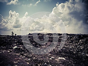 Thilafushi island.Maldives.Garbage dump, plastic mountains