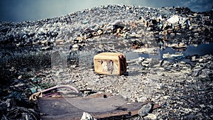 Thilafushi island.Maldives.Garbage dump, plastic mountains