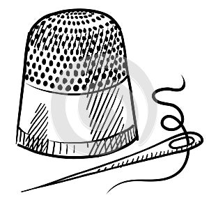 Thimble and needle sketch