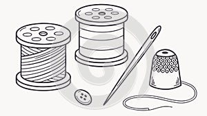 Thimble, Needle & Thread, Essential Sewing Tools, vector design Generative AI