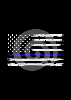 Thin blue line american flag vector design