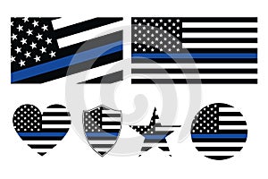 Thin Blue Line flag. Simple icon set. Flat style element for graphic design. Vector EPS10 illustration.