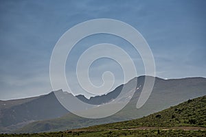 Thin Clouds Highlight The Sky Over Bierstadt Mountain