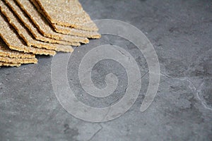 Thin crispbread from rye flour. Dietary nutrition