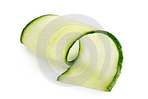 Thin cucumber twirl isolated on white.