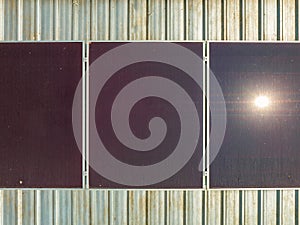 Thin film solar cells or amorphous silicon solar cells on a roof