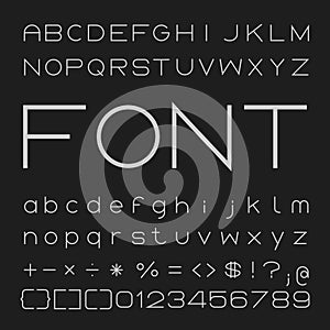 Thin Font Desgin, Alphabet and Numbers Vector