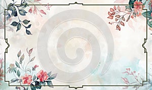 Thin frame and watercolor floral background