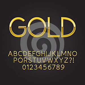 Thin Gold Font and Numbers