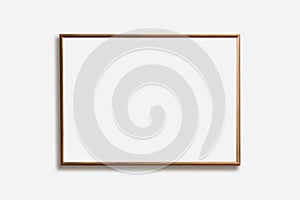 Thin horizontal vintage wooden frame on a white background