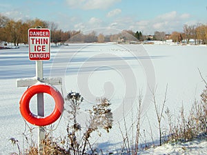 Thin ice sign photo