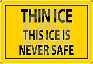 Thin Ice Sign This Ice Is Never Safe