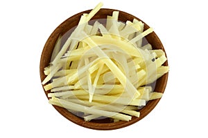 Thin julienne strips of ginger rhizome root