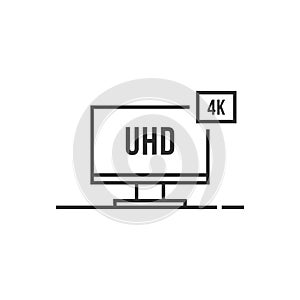 Thin line 4k smart tv icon like uhd