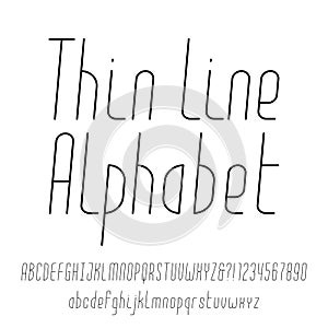 Thin line alphabet. Modern outline typeface.