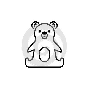 Thin line baby icon. Toy, plaything bear.
