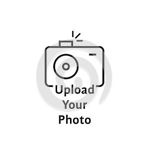 Thin line black camera logo like upload your photo photo