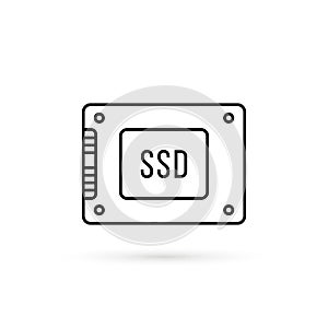 Thin line black ssd icon isolated on white