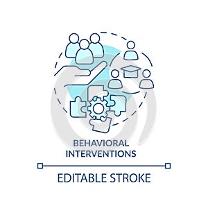 Thin line blue icon behavioral interventions concept