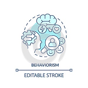 Thin line blue icon behaviorism concept