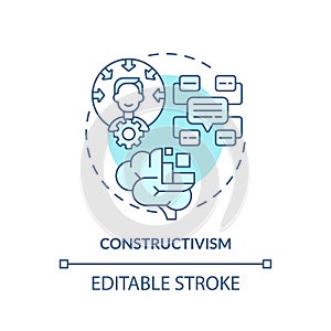 Thin line blue icon constructivism concept