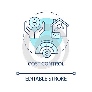 Thin line blue icon cost control concept