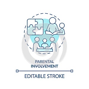 Thin line blue icon parental involvement concept