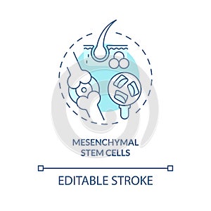 Thin line blue mesenchymal stem cells icon concept
