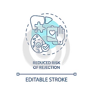 Thin line blue reduced risk of rejection icon concept photo