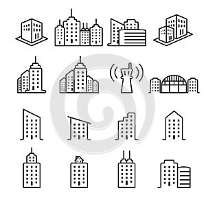 Thin line building icon set 2, vector eps10