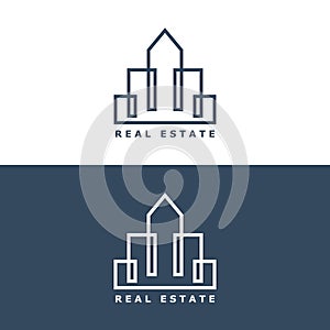 Thin line building logo, real estate concept