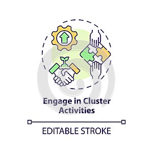 Thin line colorful engage in cluster activities icon concept