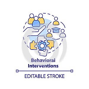 Thin line colorful icon behavioral interventions concept