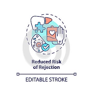 Thin line colorful reduced risk of rejection icon concept photo
