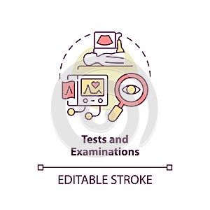 Thin line colorful tests and examinations icon concept