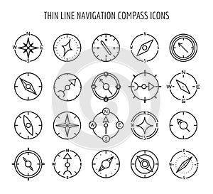 Thin line compass icons