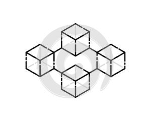 Thin line cubes like simple blockchain