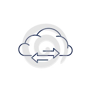 thin line data sync or upload icon like cloud