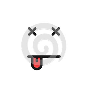 Thin line dead emoji logo with tongue
