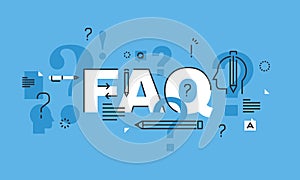 Thin line design concept for FAQ website banner photo