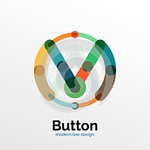 Thin line design geometric button, flat illustration