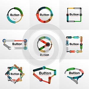 Thin line design geometric button set, flat illustration