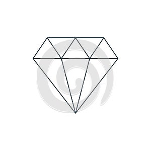 Thin line diamond icon, jewelry outline logo
