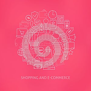 Thin Line E-commerce Business Money Icons Set