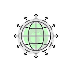 thin line earth globe like world expansion icon