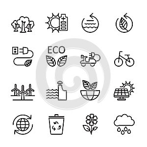Thin line ecology icon set 7, vector eps10