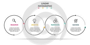 Thin line element for infographic. Template for diagram, graph, presentation and chart. Concept with 4 options