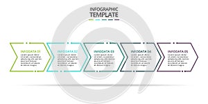 Thin line element for infographic. Template for diagram, graph, presentation. Concept with 5 options, parts, steps
