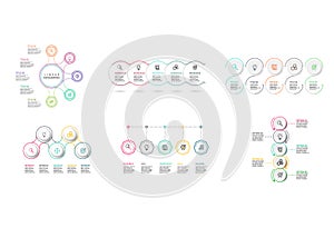 Thin line flat element for infographic. Template for diagram, graph, presentation and chart. Business concept with 5 options,